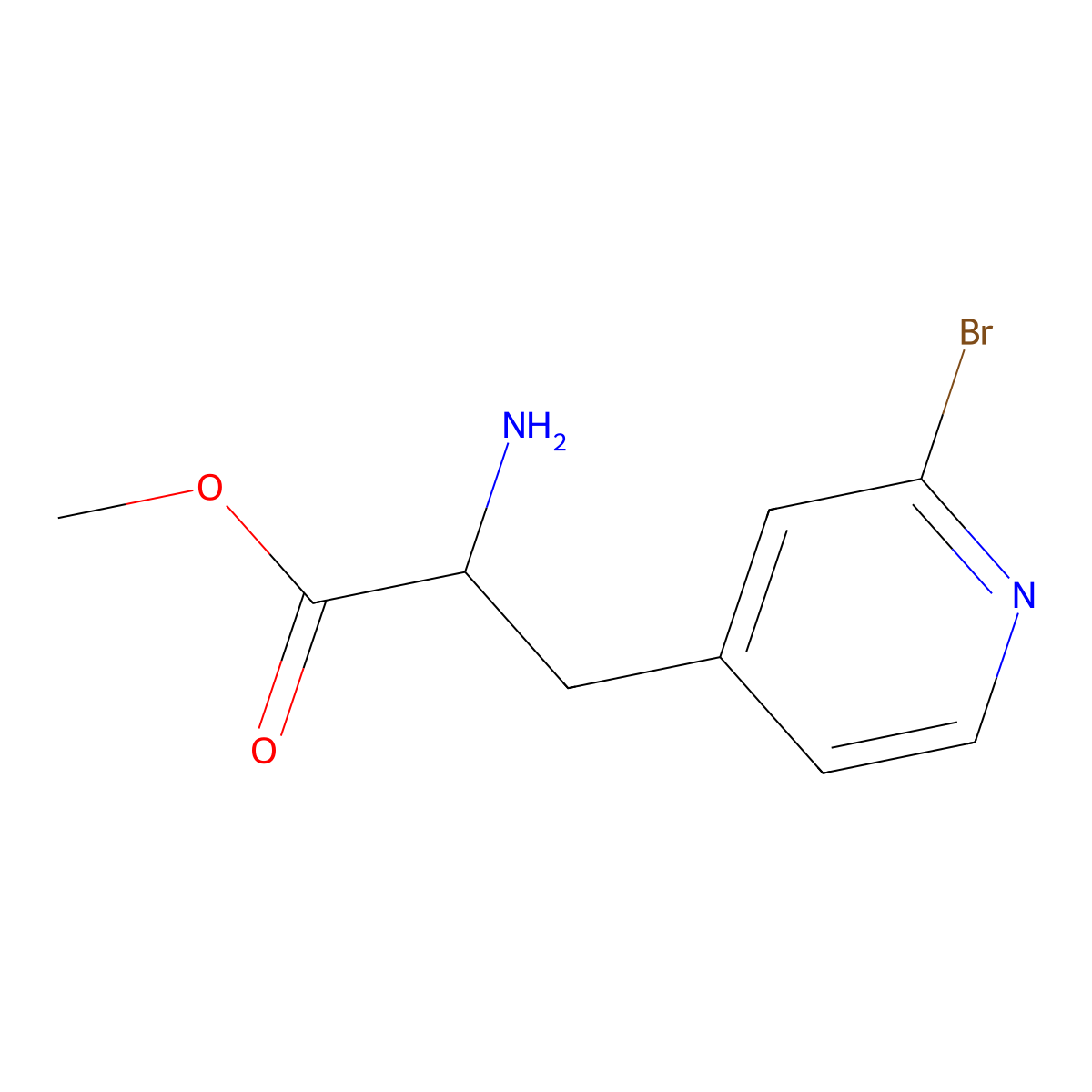 Methyl 2-amino-3-(2-bromopyridin-4-yl)propanoate molecular structure, CAS 1822590-24-8