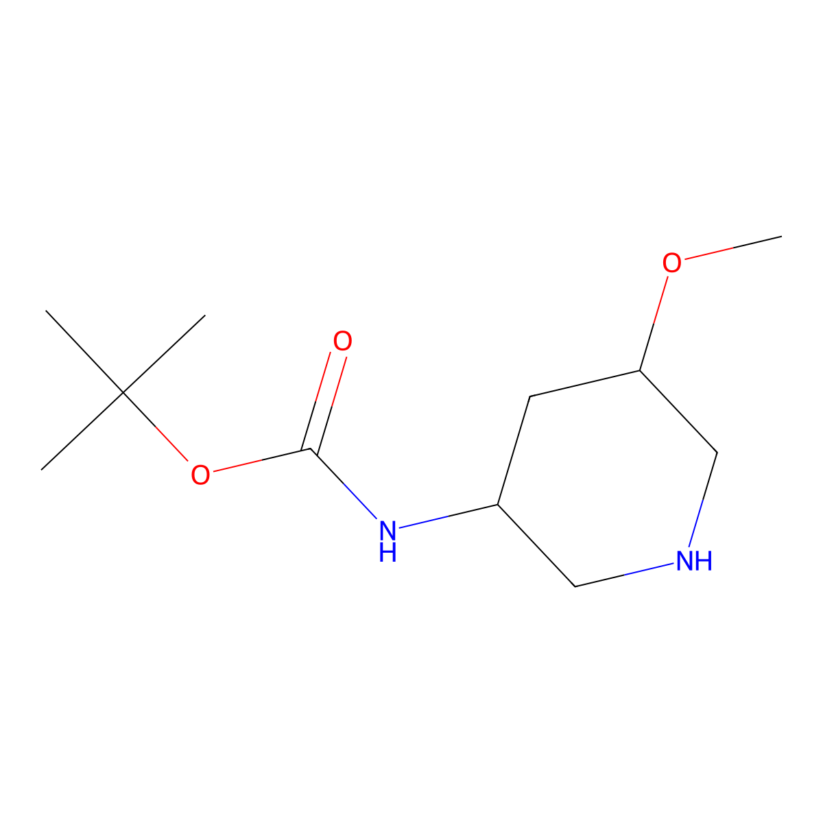 tert-butyl N-(5-methoxy-3-piperidyl)carbamate molecular structure, CAS 1822590-63-5