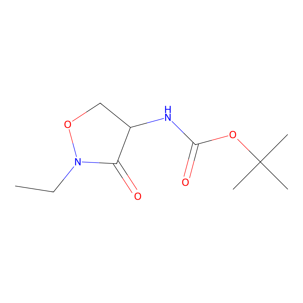 tert-butyl N-(2-ethyl-3-oxo-1,2-oxazolidin-4-yl)carbamate molecular structure, CAS 1822591-40-1