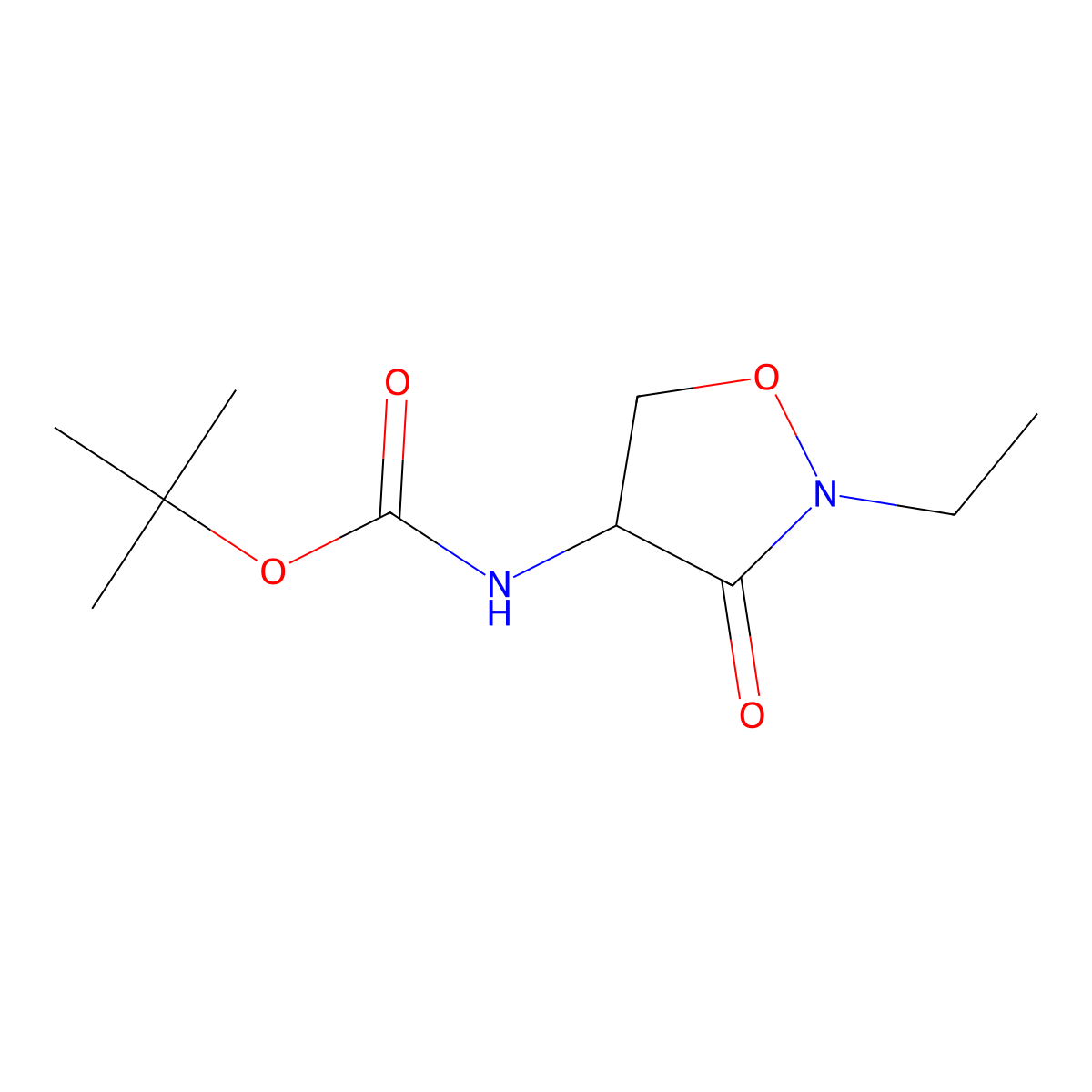 tert-butyl N-(2-ethyl-3-oxo-1,2-oxazolidin-4-yl)carbamate molecular structure, CAS 1822591-40-1