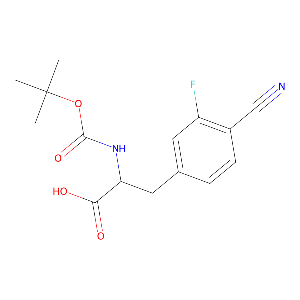 2-{[(Tert-butoxy)carbonyl]amino}-3-(4-cyano-3-fluorophenyl)propanoic acid molecular structure, CAS 1822591-65-0