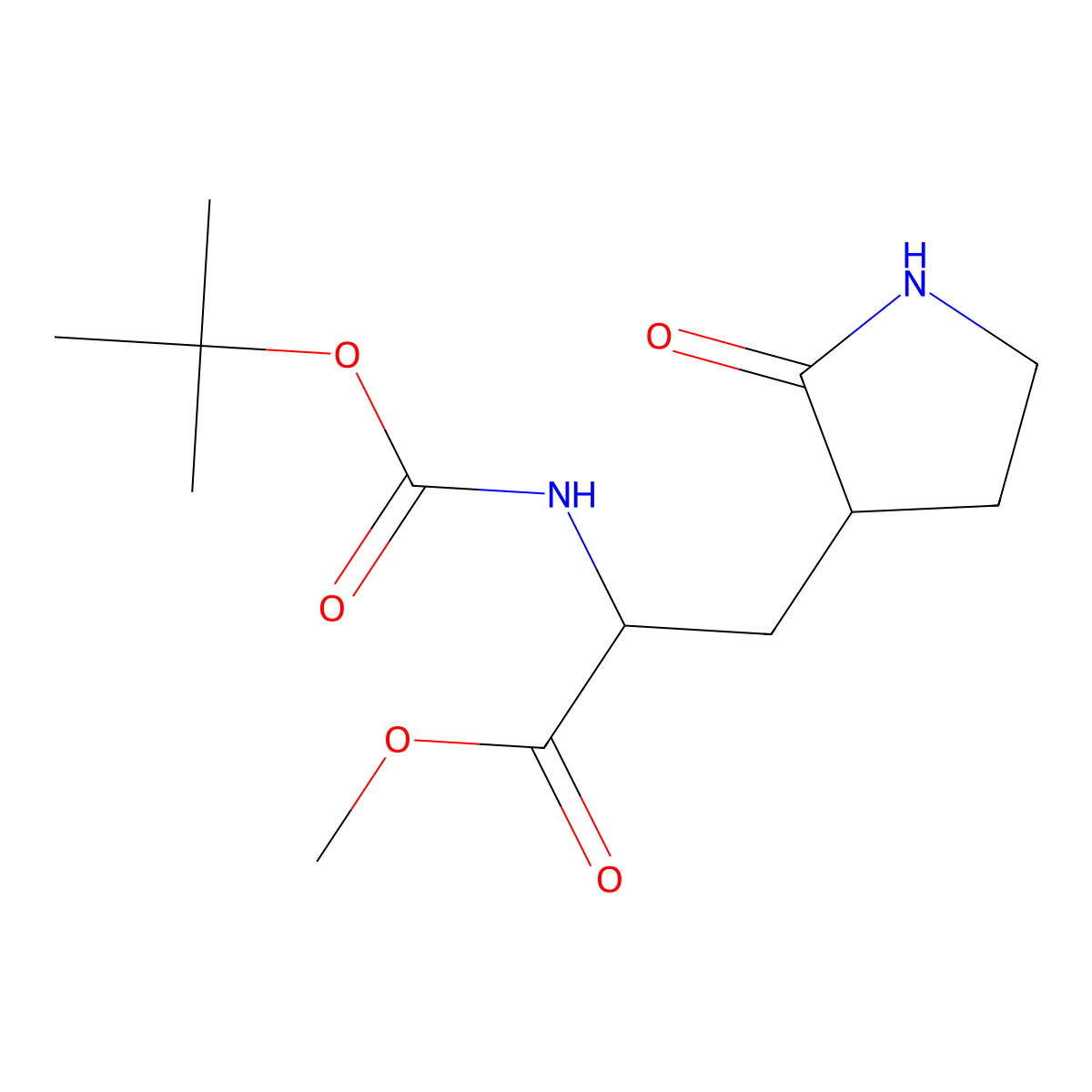 Methyl 2-((tert-butoxycarbonyl)amino)-3-(2-oxopyrrolidin-3-yl)propanoate molecular structure, CAS 1822591-96-7