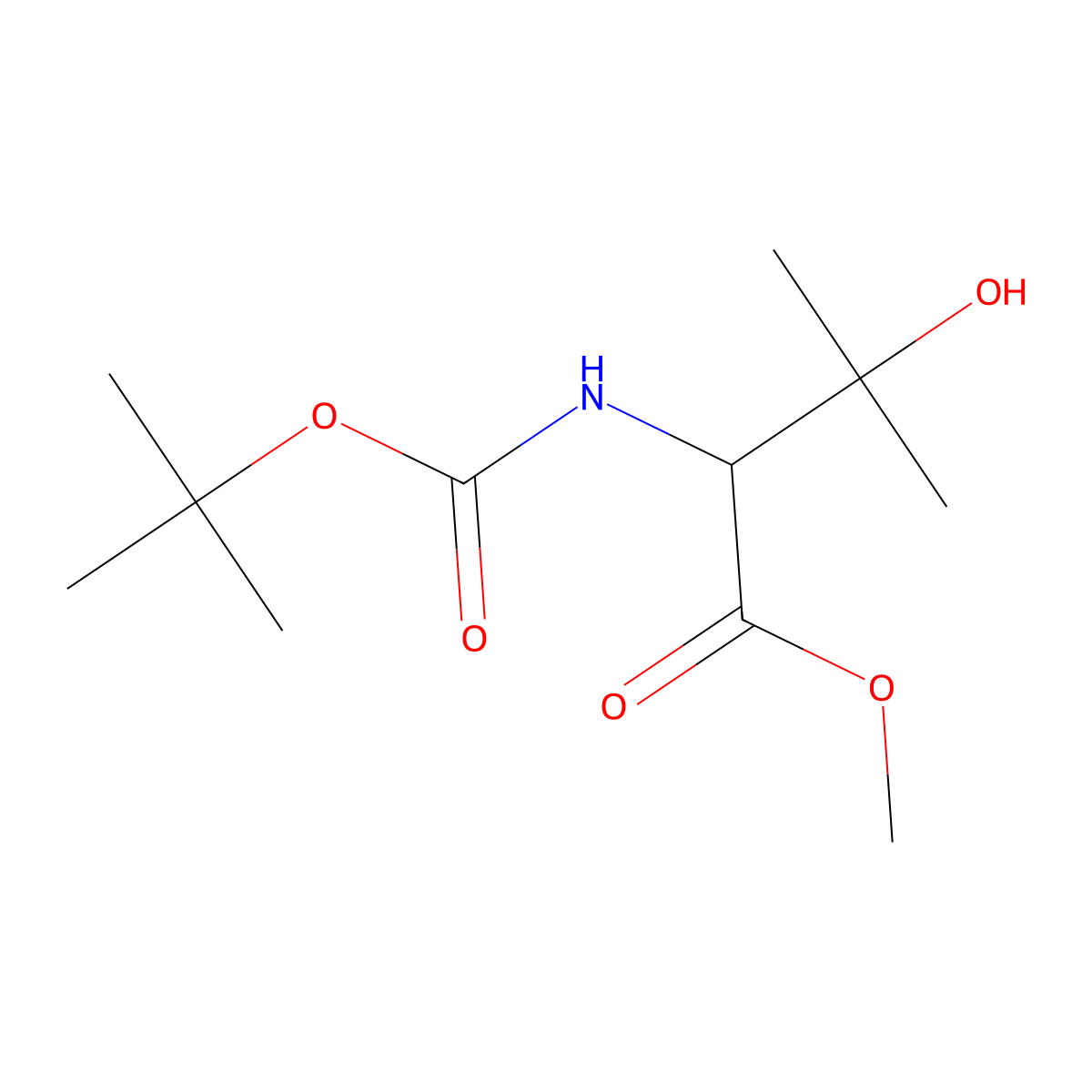 Methyl 2-{[(tert-butoxy)carbonyl]amino}-3-hydroxy-3-methylbutanoate molecular structure, CAS 1822592-08-4