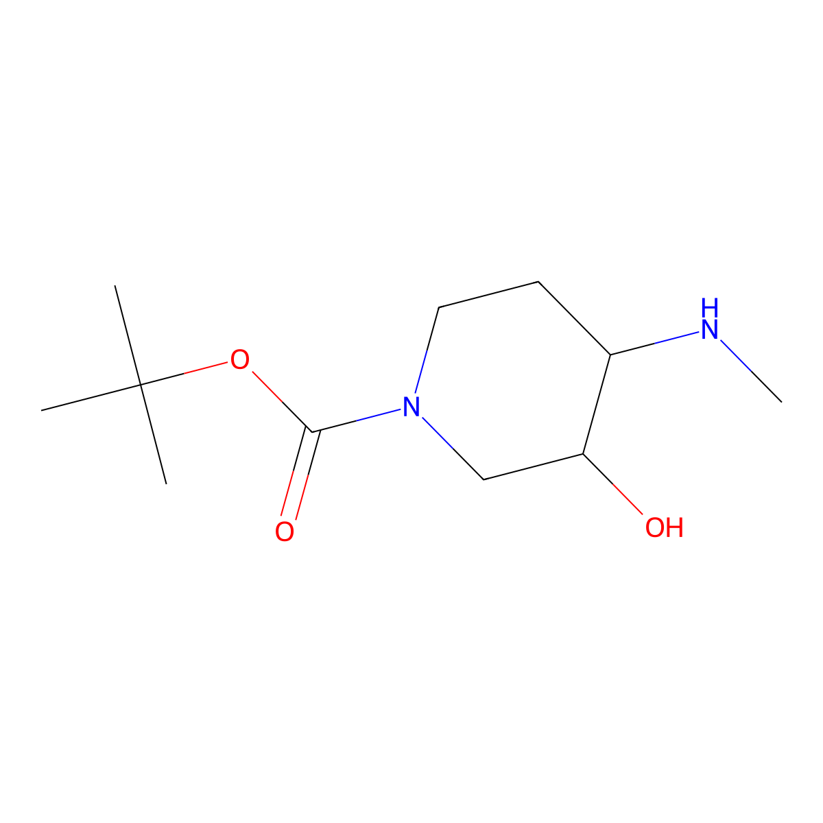 tert-Butyl 3-hydroxy-4-(methylamino)piperidine-1-carboxylate molecular structure, CAS 1822592-63-1