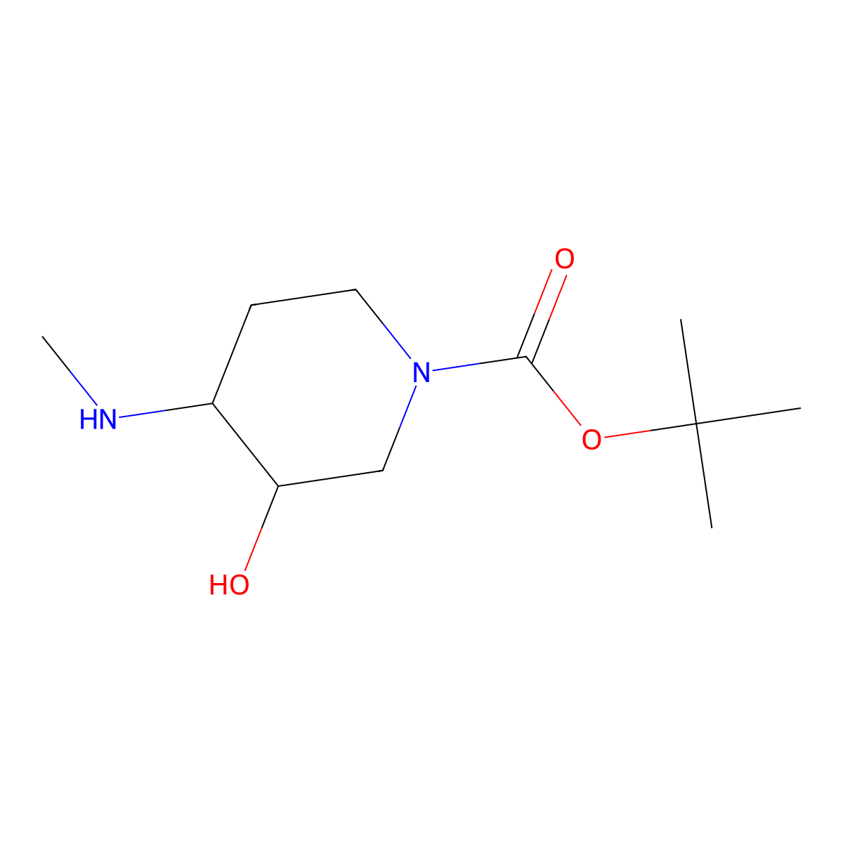 tert-Butyl 3-hydroxy-4-(methylamino)piperidine-1-carboxylate molecular structure, CAS 1822592-63-1