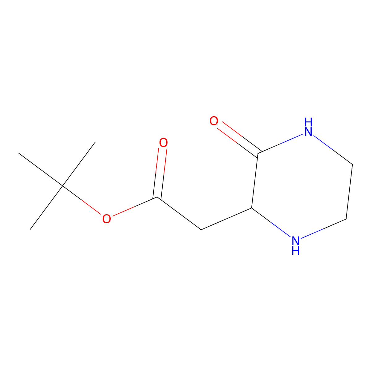 Tert-butyl 2-(3-oxopiperazin-2-yl)acetate molecular structure, CAS 1822593-09-8