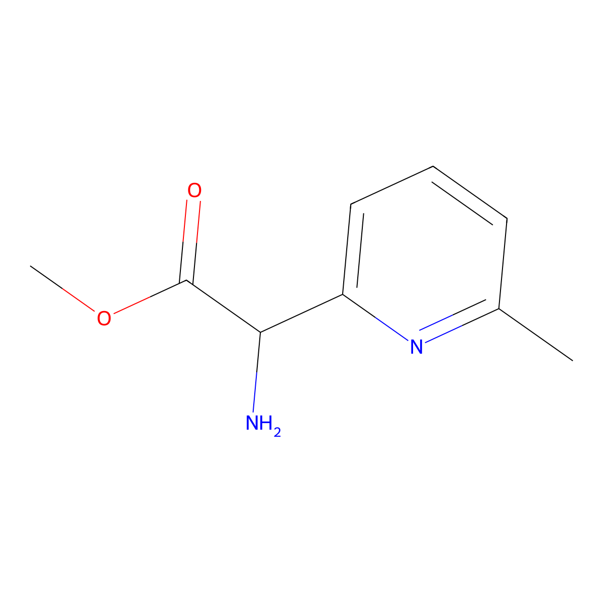 Methyl 2-amino-2-(6-methylpyridin-2-yl)acetate molecular structure, CAS 1822594-81-9