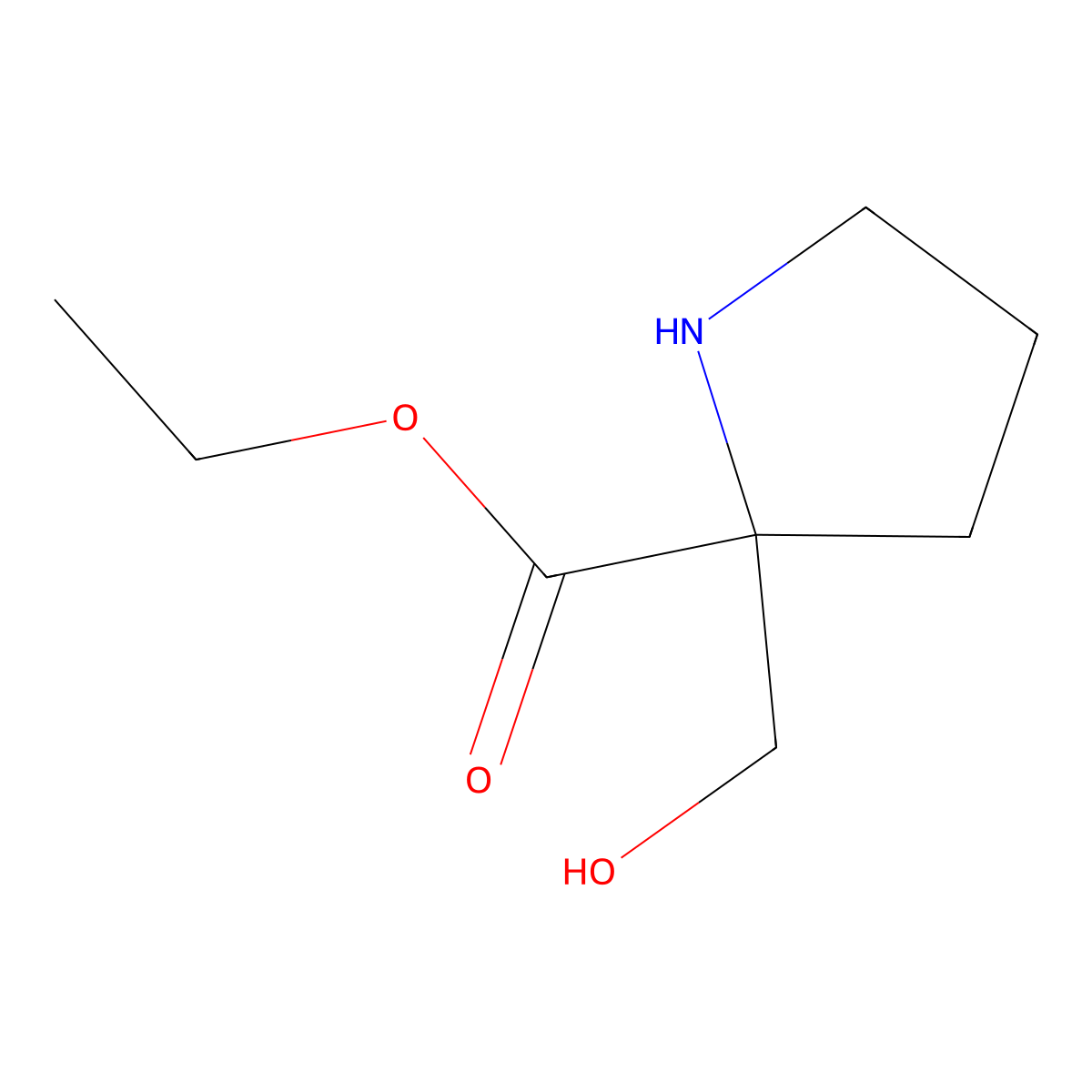 Ethyl 2-(hydroxymethyl)pyrrolidine-2-carboxylate molecular structure, CAS 1822596-29-1