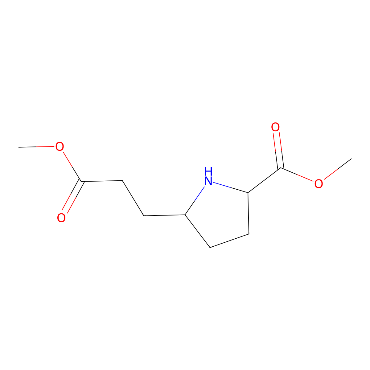 Methyl 5-(3-methoxy-3-oxopropyl)pyrrolidine-2-carboxylate molecular structure, CAS 1822597-21-6