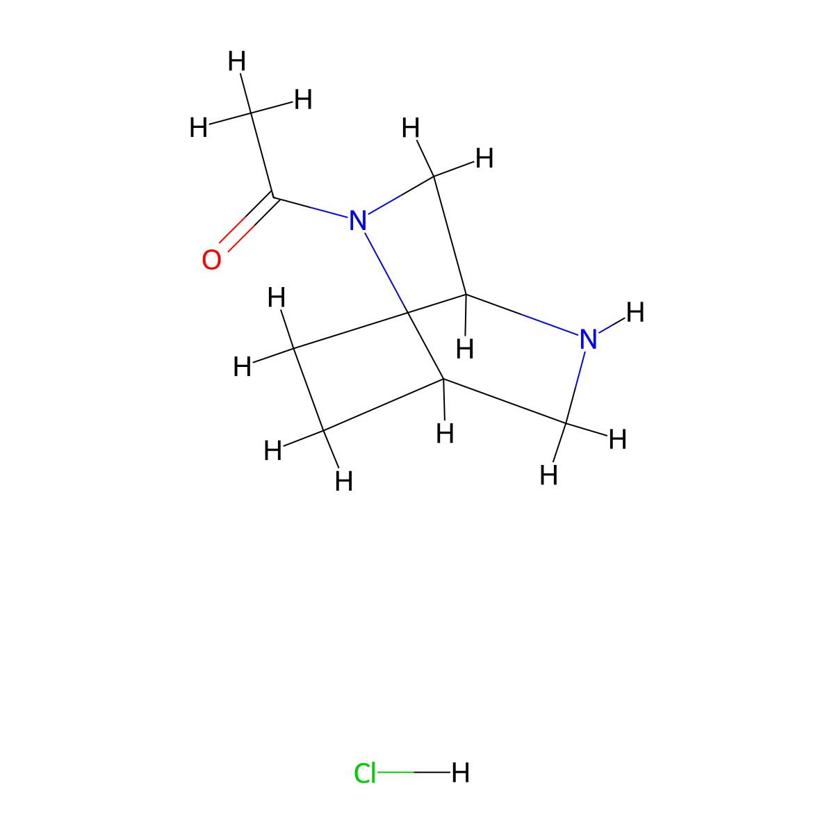 1-(2,5-Diazabicyclo(2.2.2)octan-2-yl)ethan-1-one hydrochloride molecular structure, CAS 1822599-09-6