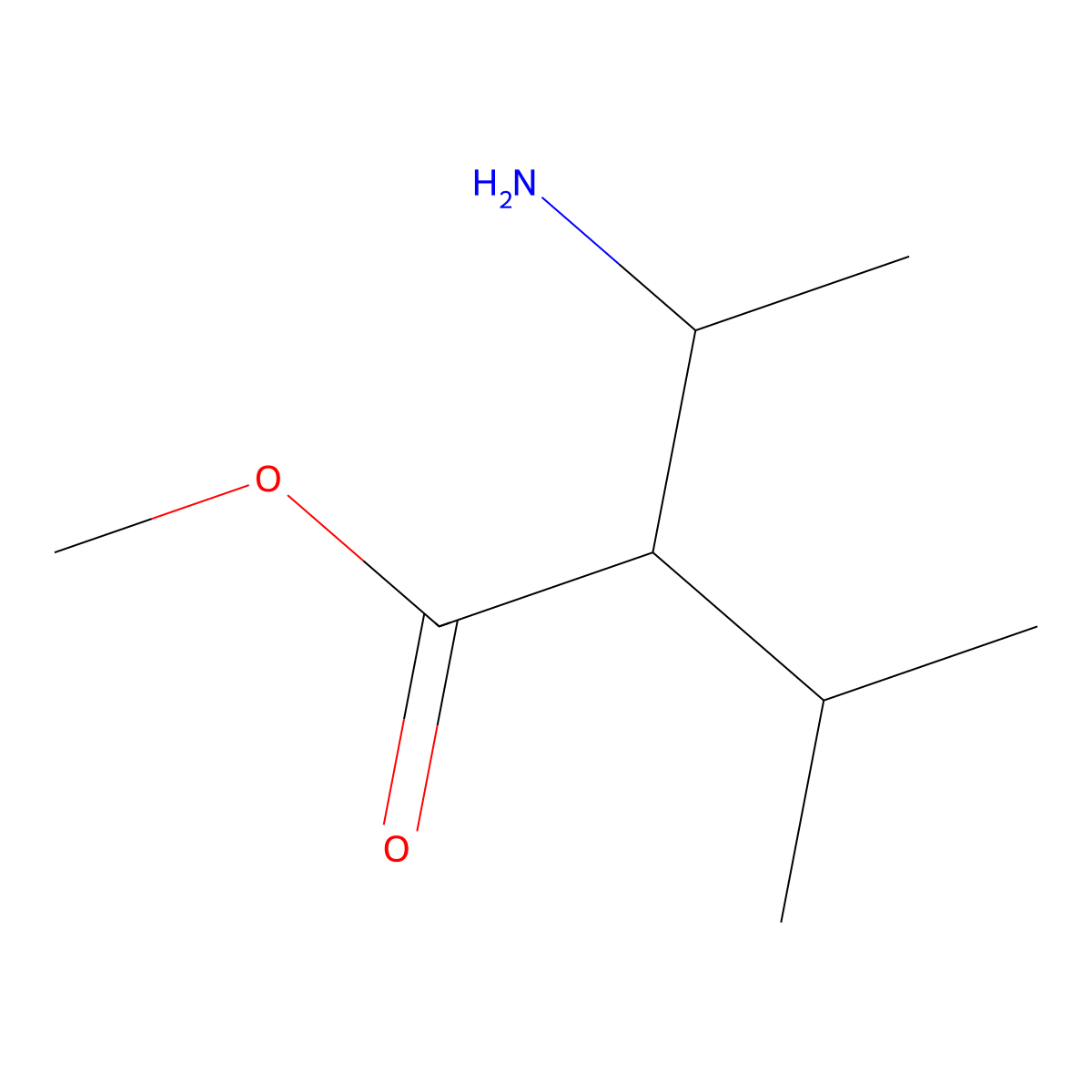 Methyl 3-amino-2-(propan-2-yl)butanoate molecular structure, CAS 1822601-21-7