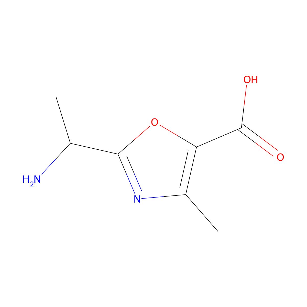 2-(1-Aminoethyl)-4-methyl-1,3-oxazole-5-carboxylic acid molecular structure, CAS 1822606-28-9