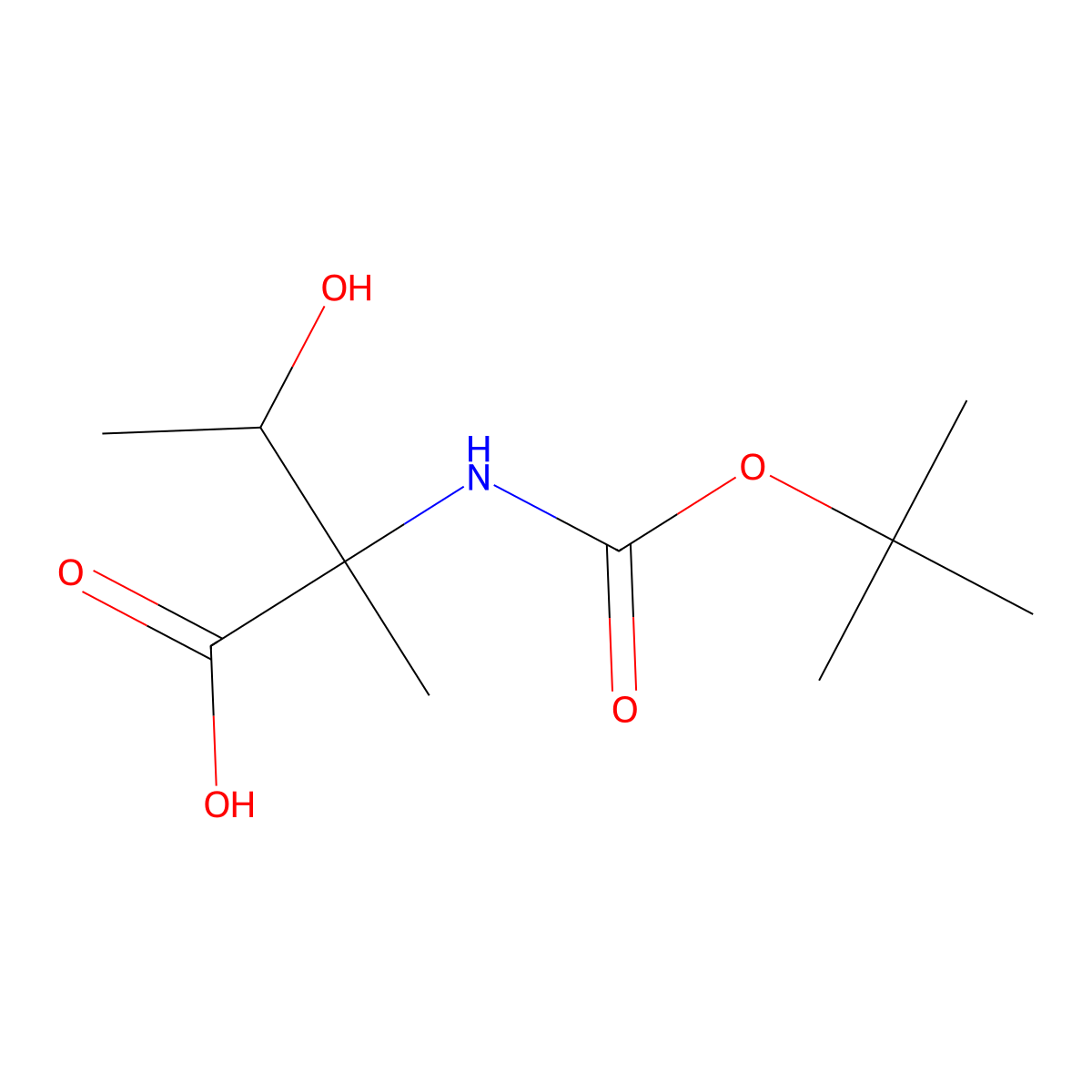 2-{[(Tert-butoxy)carbonyl]amino}-3-hydroxy-2-methylbutanoic acid molecular structure, CAS 1822615-92-8