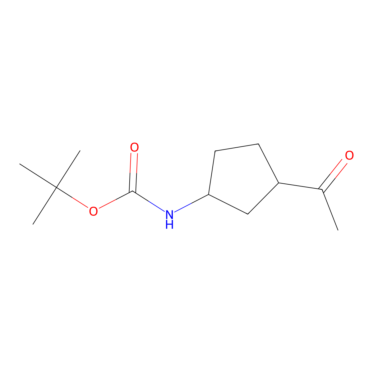 Tert-butyl N-(3-acetylcyclopentyl)carbamate molecular structure, CAS 1822616-28-3