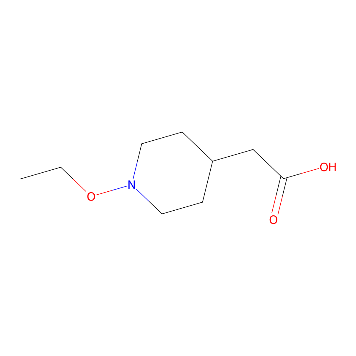 2-(1-Ethoxypiperidin-4-yl)acetic acid molecular structure, CAS 1822620-20-1