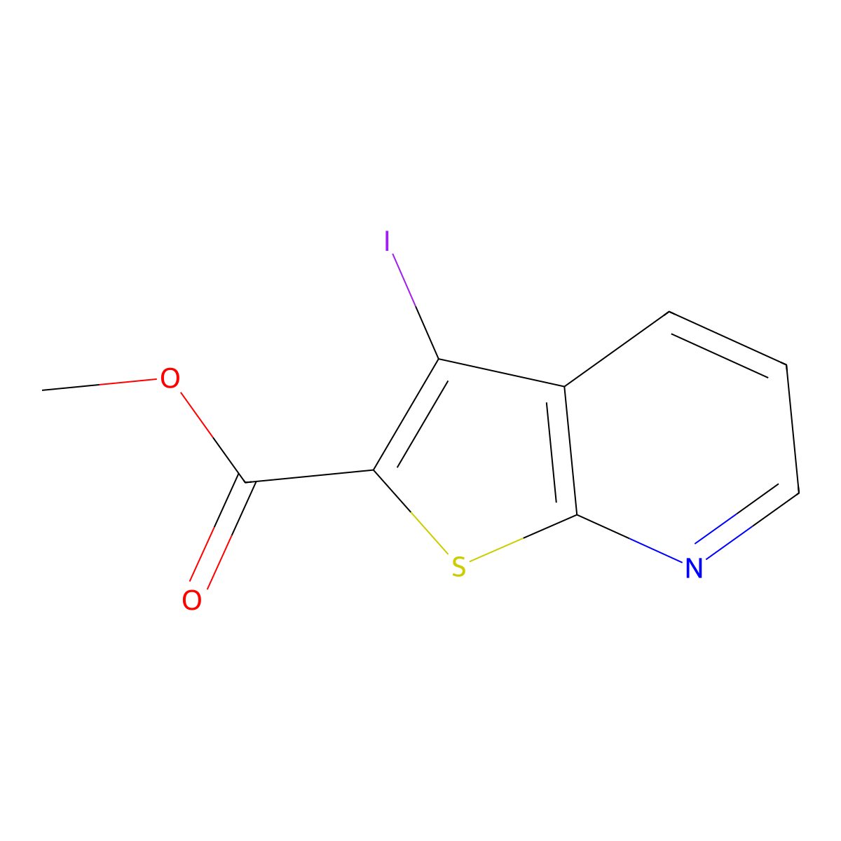 Methyl 3-iodothieno[2,3-b]pyridine-2-carboxylate molecular structure, CAS 1822621-48-6