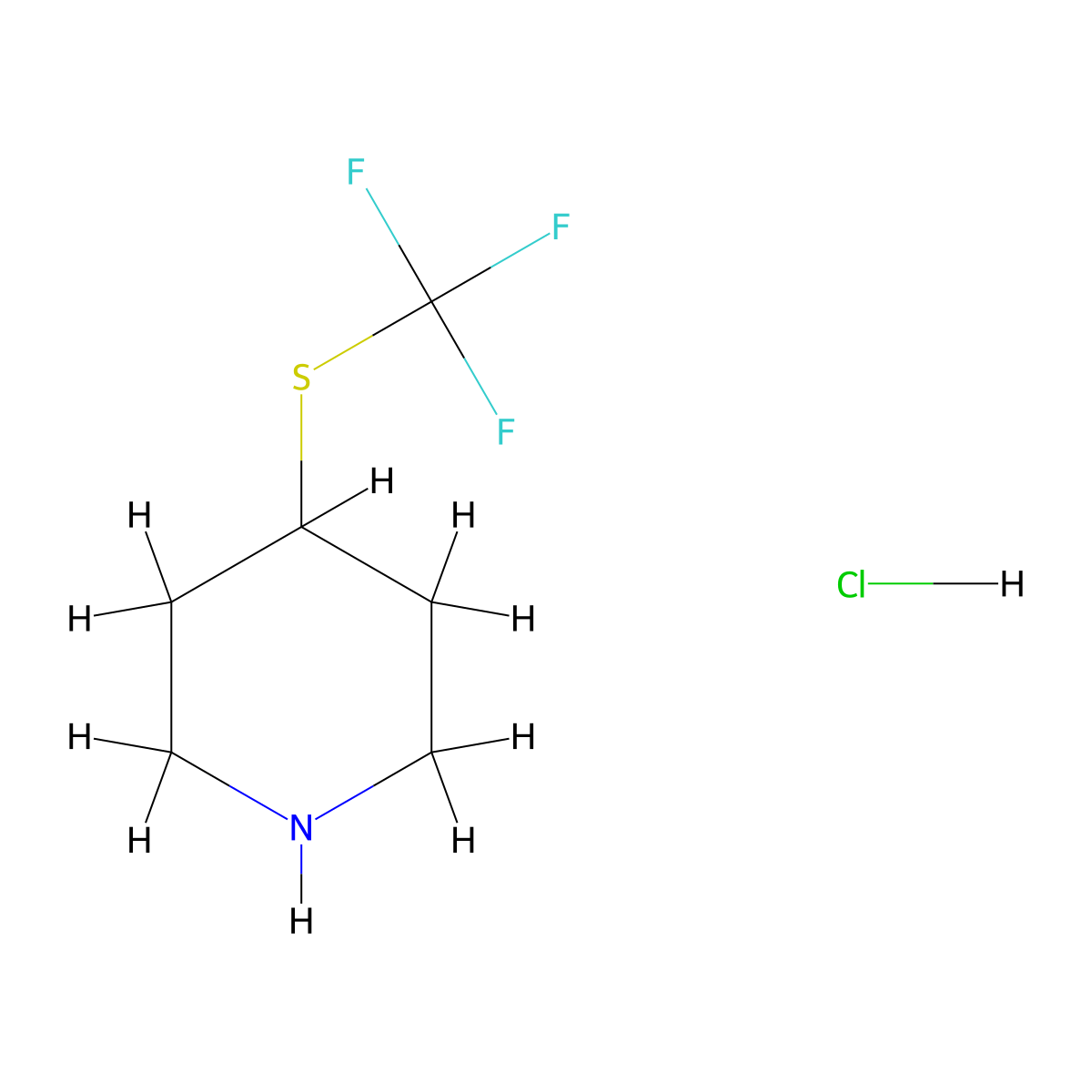 4-[(Trifluoromethyl)sulfanyl]piperidine hydrochloride molecular structure, CAS 1822633-76-0