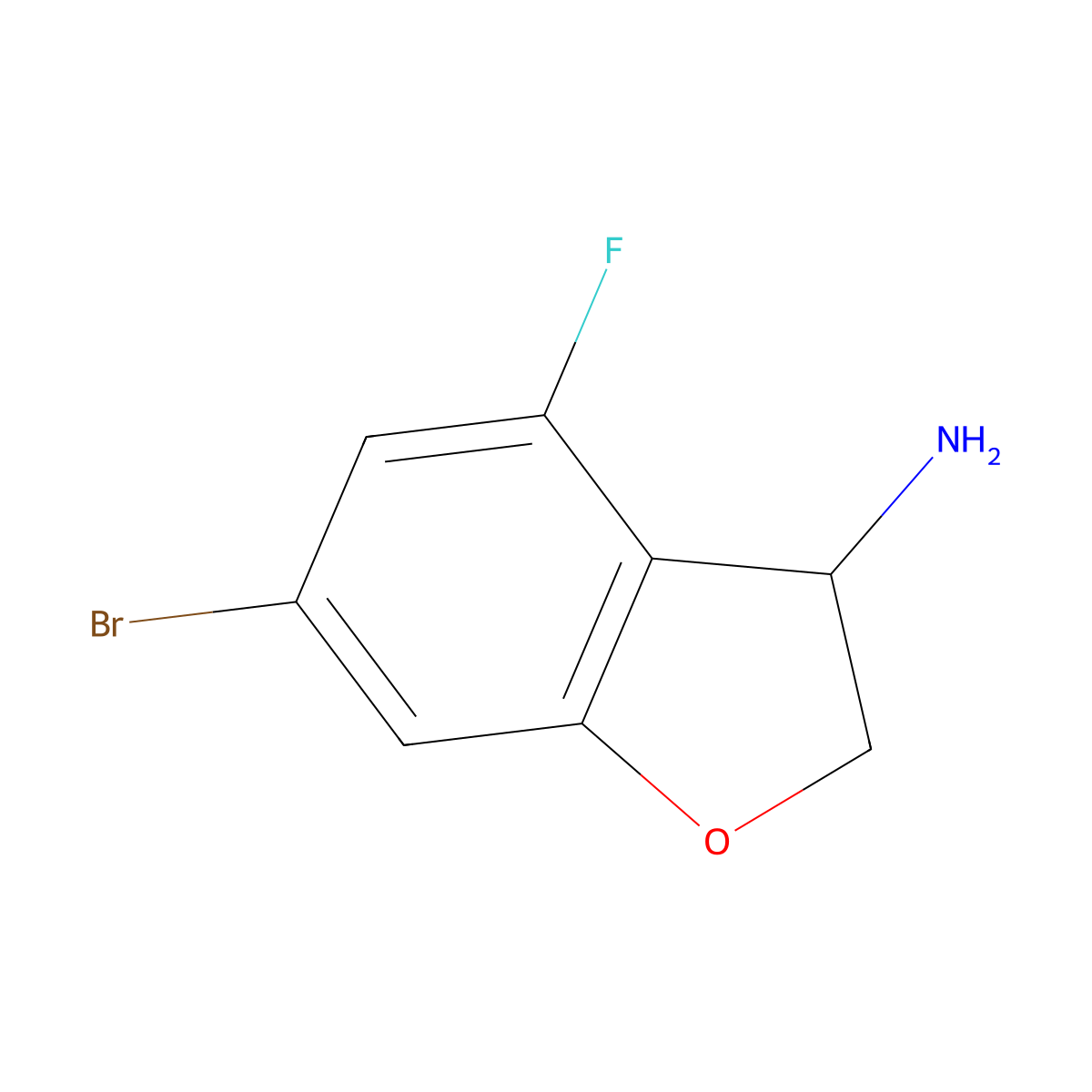 6-Bromo-4-fluoro-2,3-dihydro-1-benzofuran-3-amine molecular structure, CAS 1822636-36-1