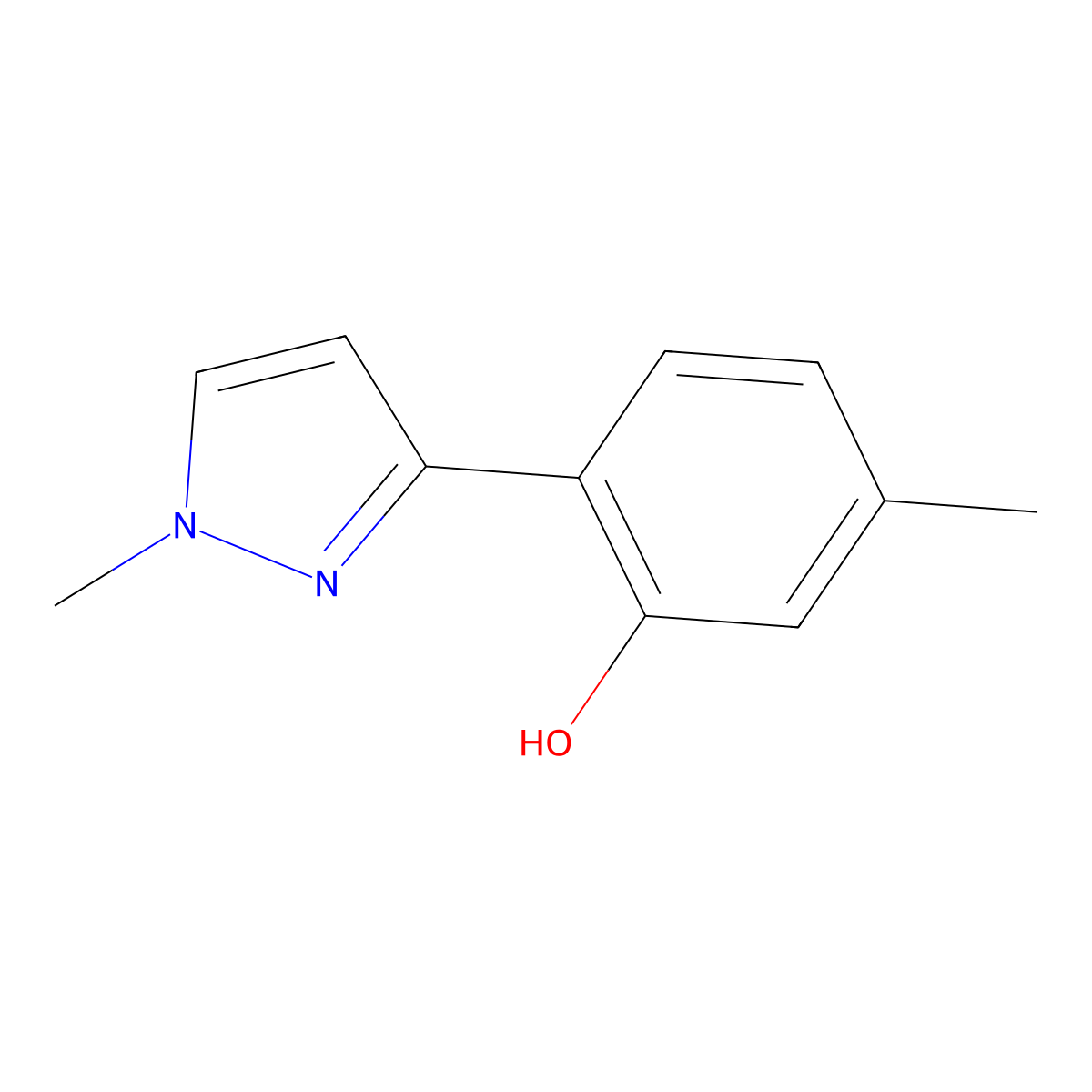 5-Methyl-2-(1-methyl-1H-pyrazol-3-YL)phenol molecular structure, CAS 1822638-66-3
