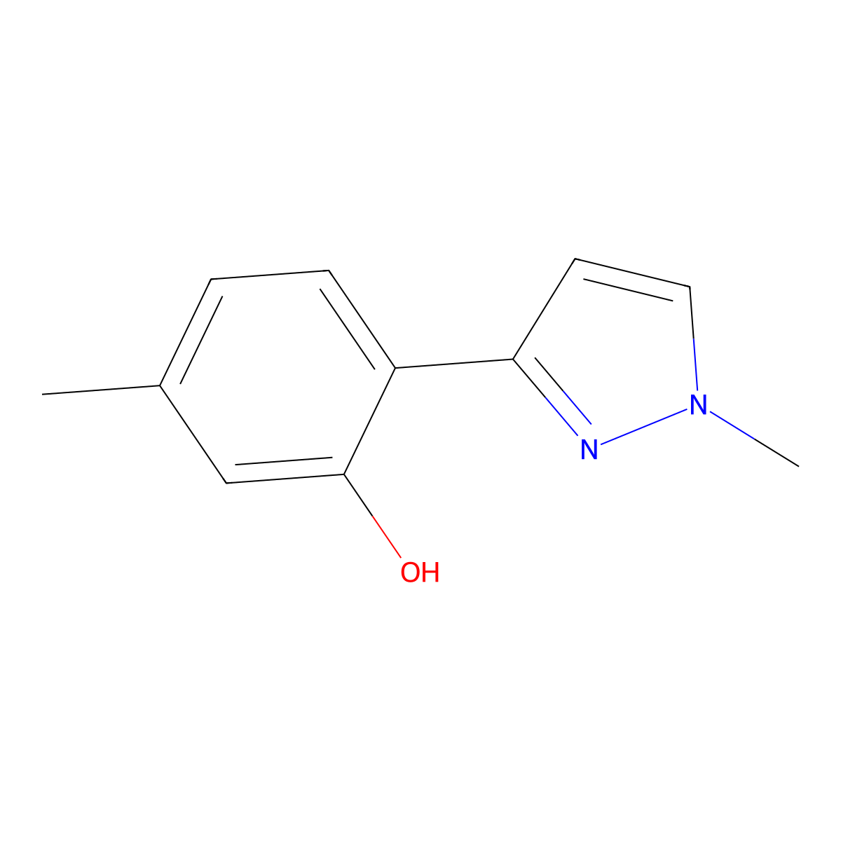 5-Methyl-2-(1-methyl-1H-pyrazol-3-YL)phenol molecular structure, CAS 1822638-66-3
