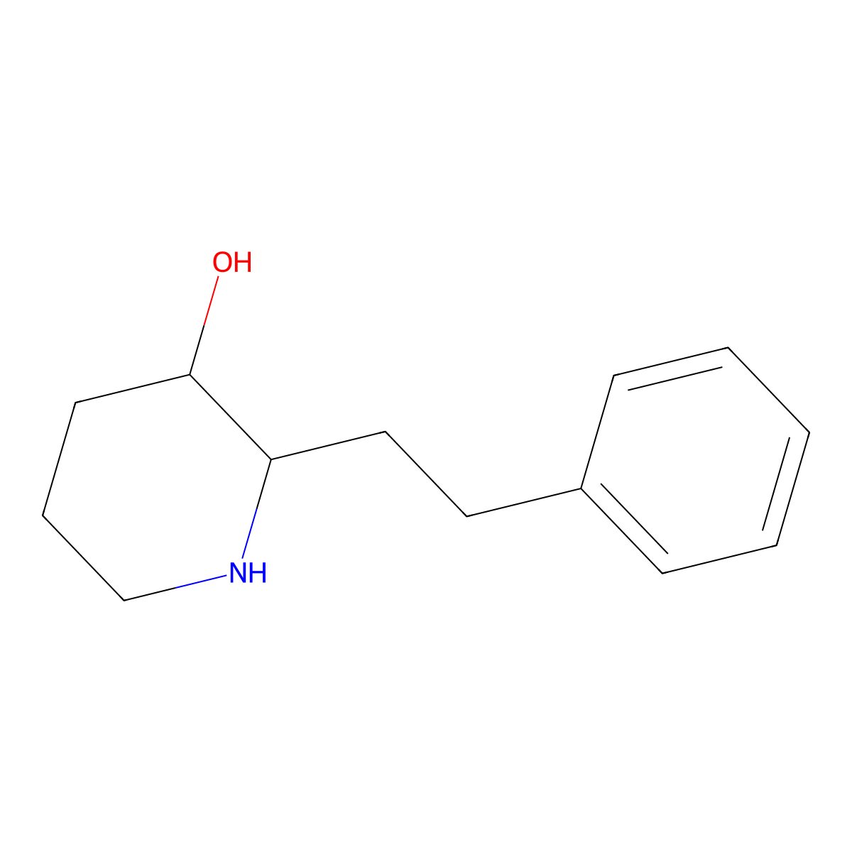 2-(2-Phenylethyl)piperidin-3-ol molecular structure, CAS 1822649-91-1