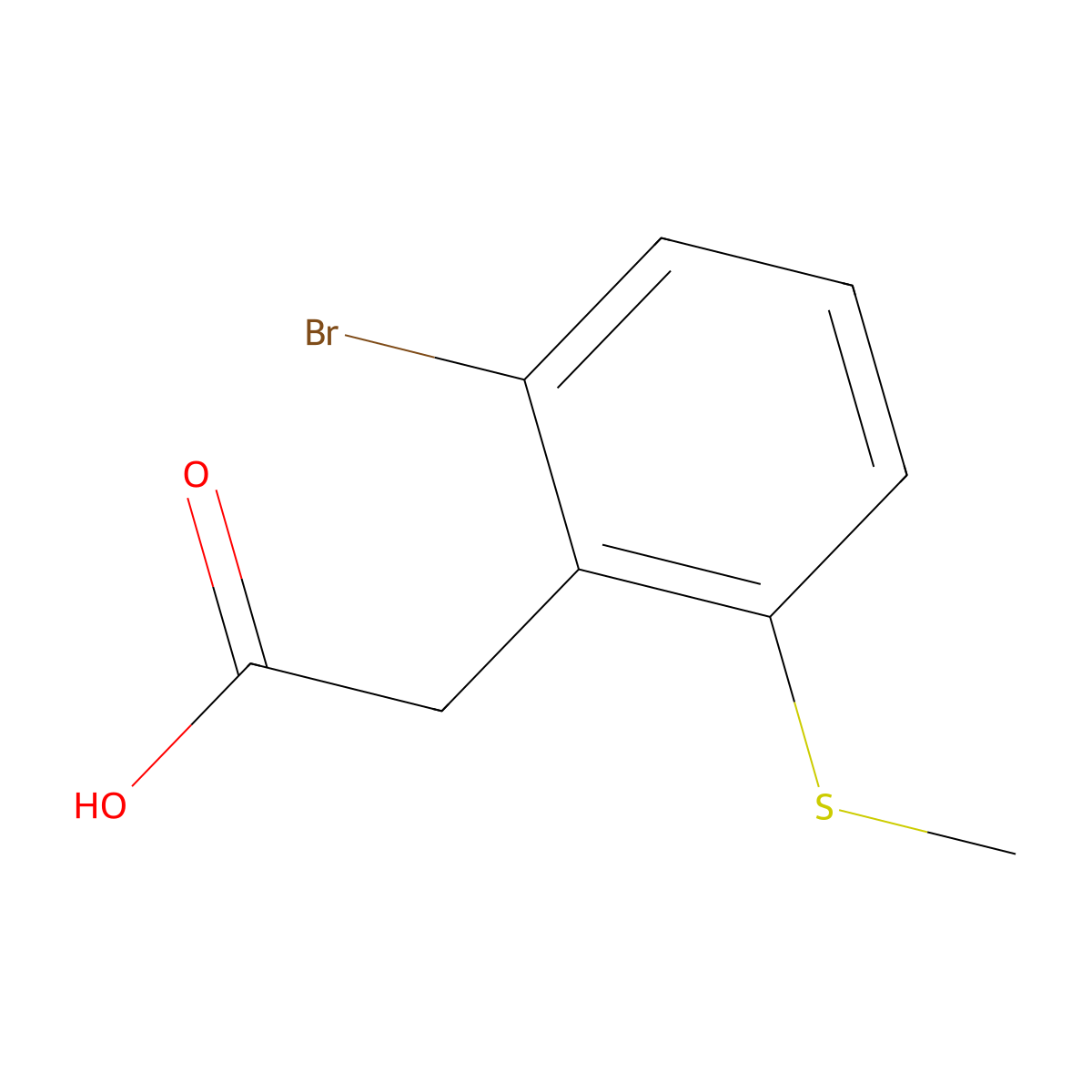 2-(2-Bromo-6-(methylthio)phenyl)acetic acid molecular structure, CAS 1822659-74-4