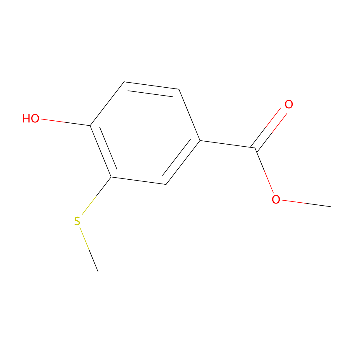 Methyl 4-hydroxy-3-(methylthio)benzoate molecular structure, CAS 1822659-97-1