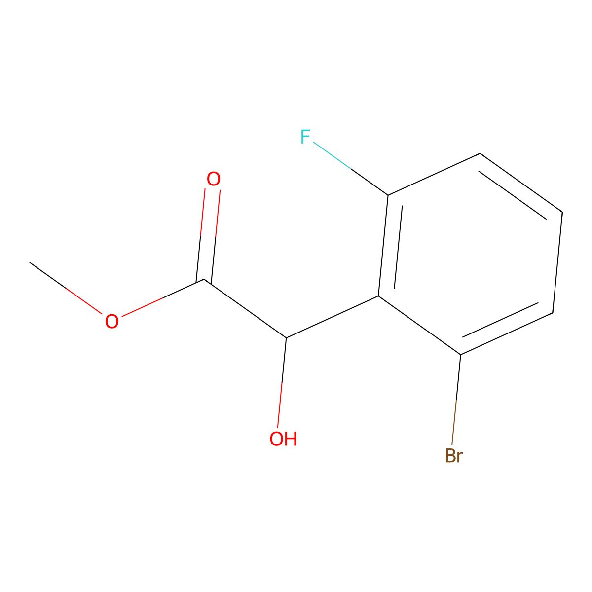 Methyl 2-(2-bromo-6-fluorophenyl)-2-hydroxyacetate molecular structure, CAS 1822664-75-4