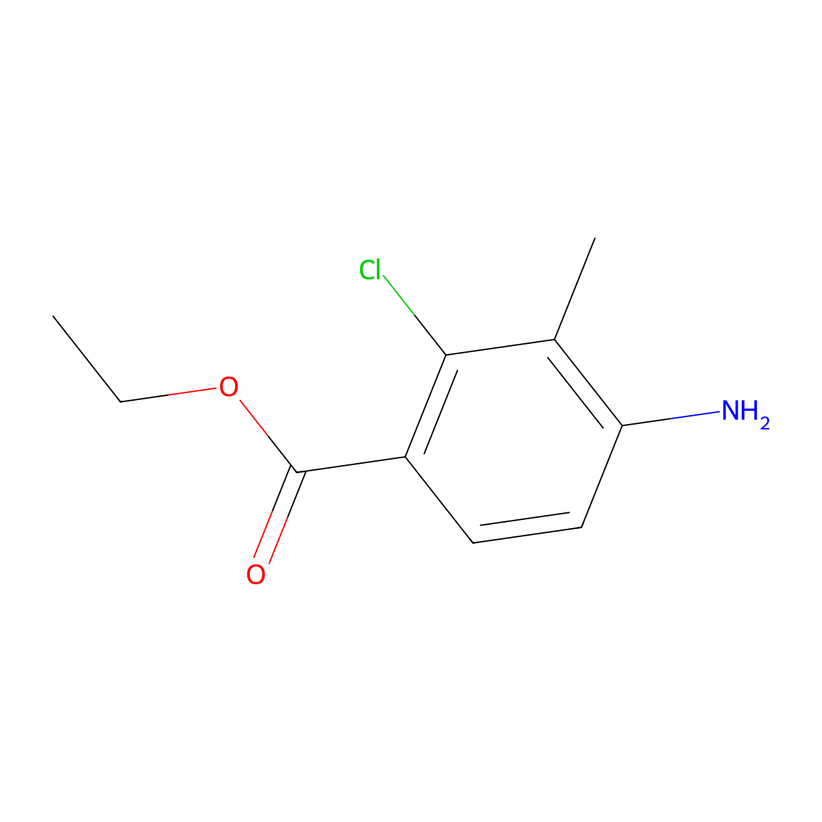Ethyl 4-amino-2-chloro-3-methylbenzoate molecular structure, CAS 1822666-62-5