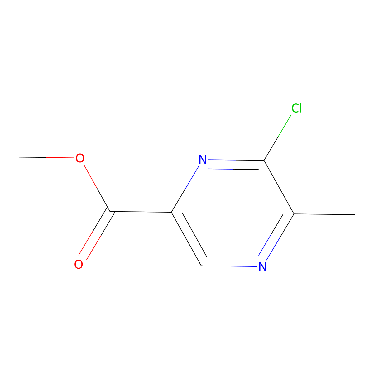 Methyl 6-chloro-5-methylpyrazine-2-carboxylate molecular structure, CAS 1822669-47-5