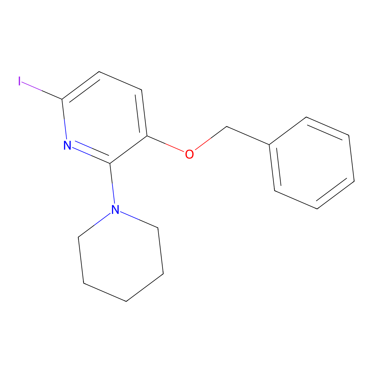 3-Benzyloxy-6-iodo-2-(piperidin-1-yl)-pyridine molecular structure, CAS 1822670-25-6