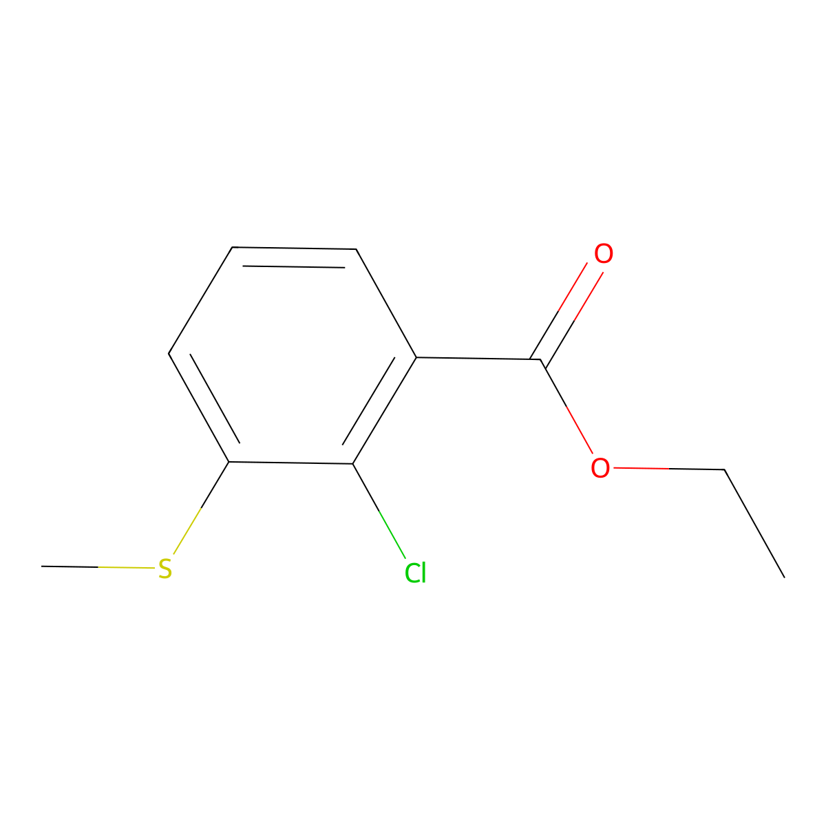 Ethyl 2-chloro-3-(methylthio)benzoate molecular structure, CAS 1822670-88-1