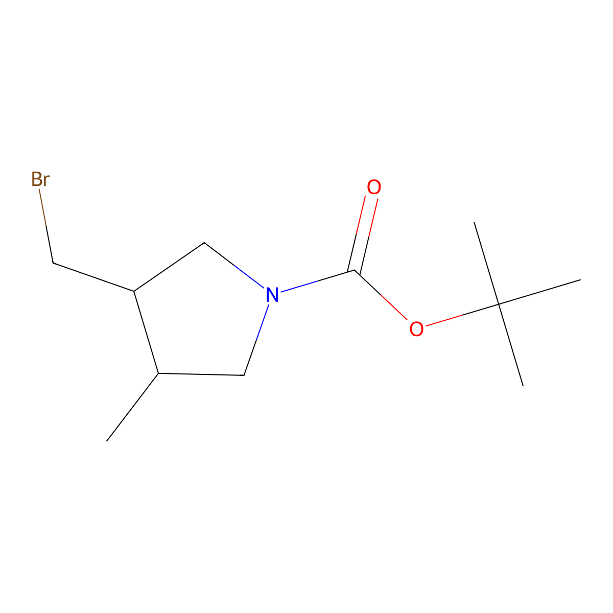 tert-Butyl 3-(bromomethyl)-4-methylpyrrolidine-1-carboxylate molecular structure, CAS 1822671-27-1