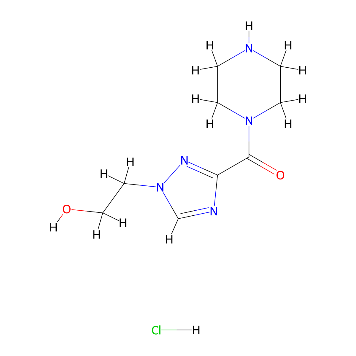 2-[3-(piperazin-1-ylcarbonyl)-1H-1,2,4-triazol-1-yl]ethanol hydrochloride molecular structure, CAS 1822672-44-5