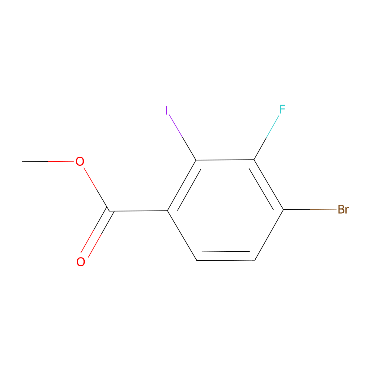 Methyl 4-bromo-3-fluoro-2-iodobenzoate molecular structure, CAS 1822673-66-4