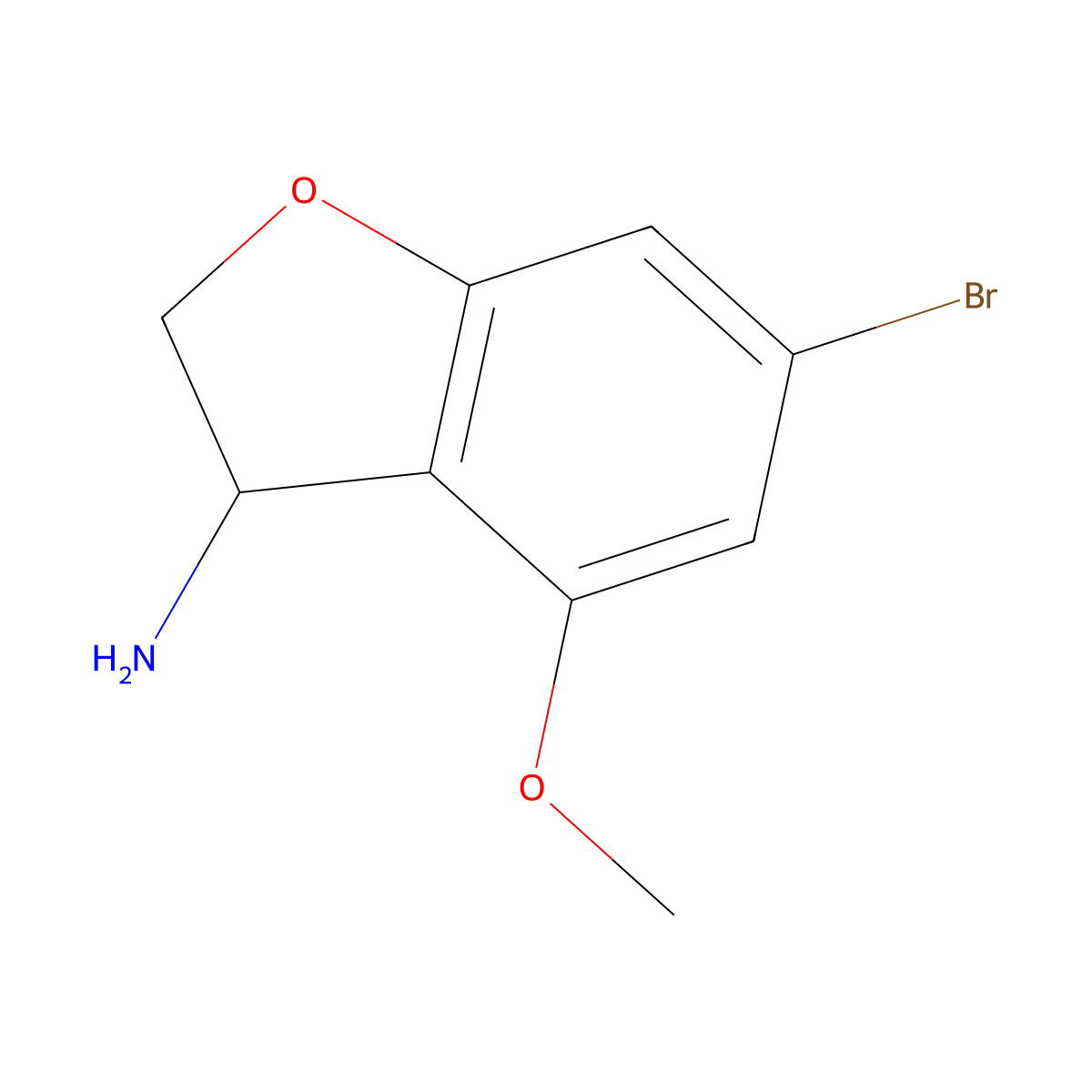 6-Bromo-2,3-dihydro-4-methoxy-3-benzofuranamine molecular structure, CAS 1822674-04-3