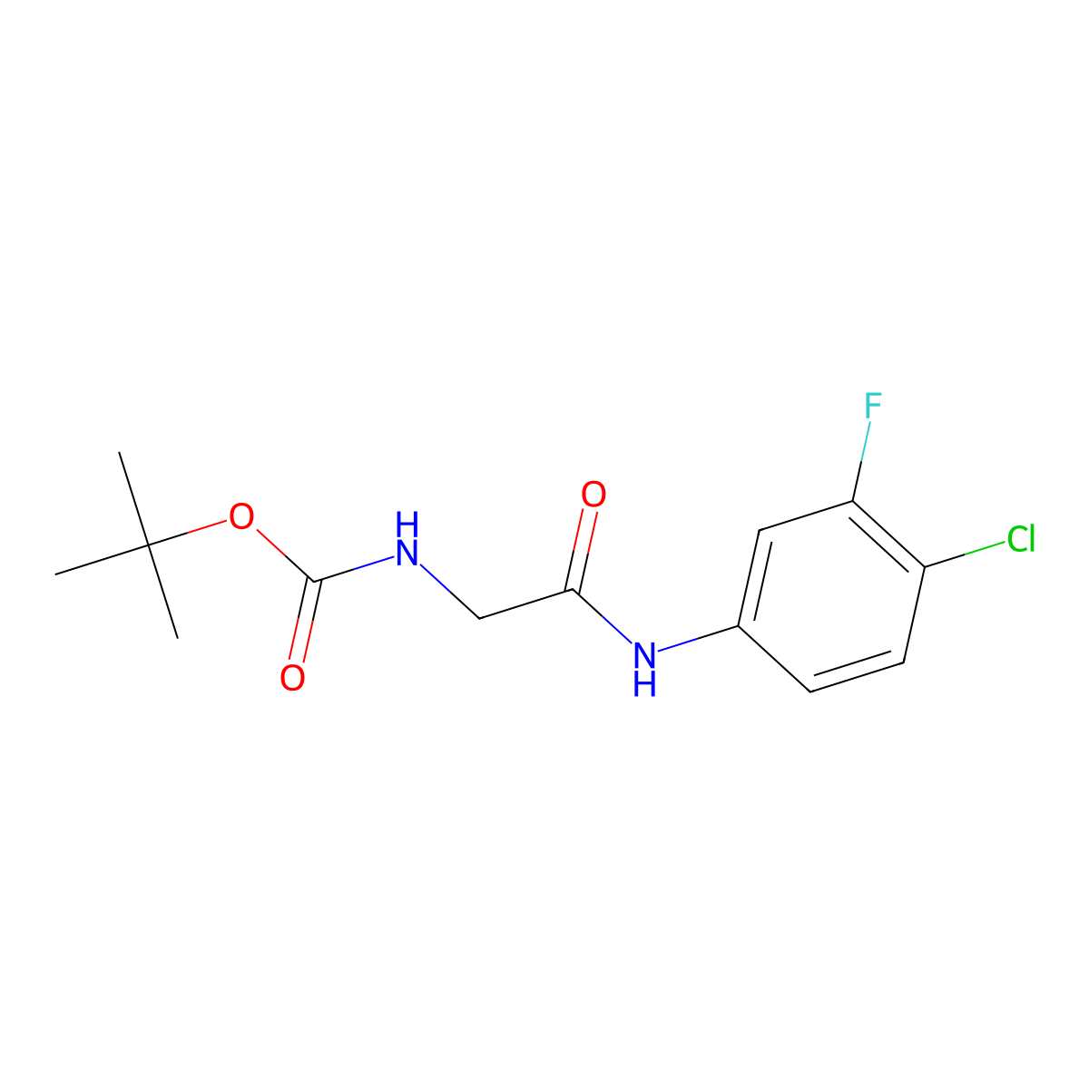 N-(tert-butoxycarbonyl)-N1-(4-chloro-3-fluorophenyl)glycinamide molecular structure, CAS 1822679-43-5