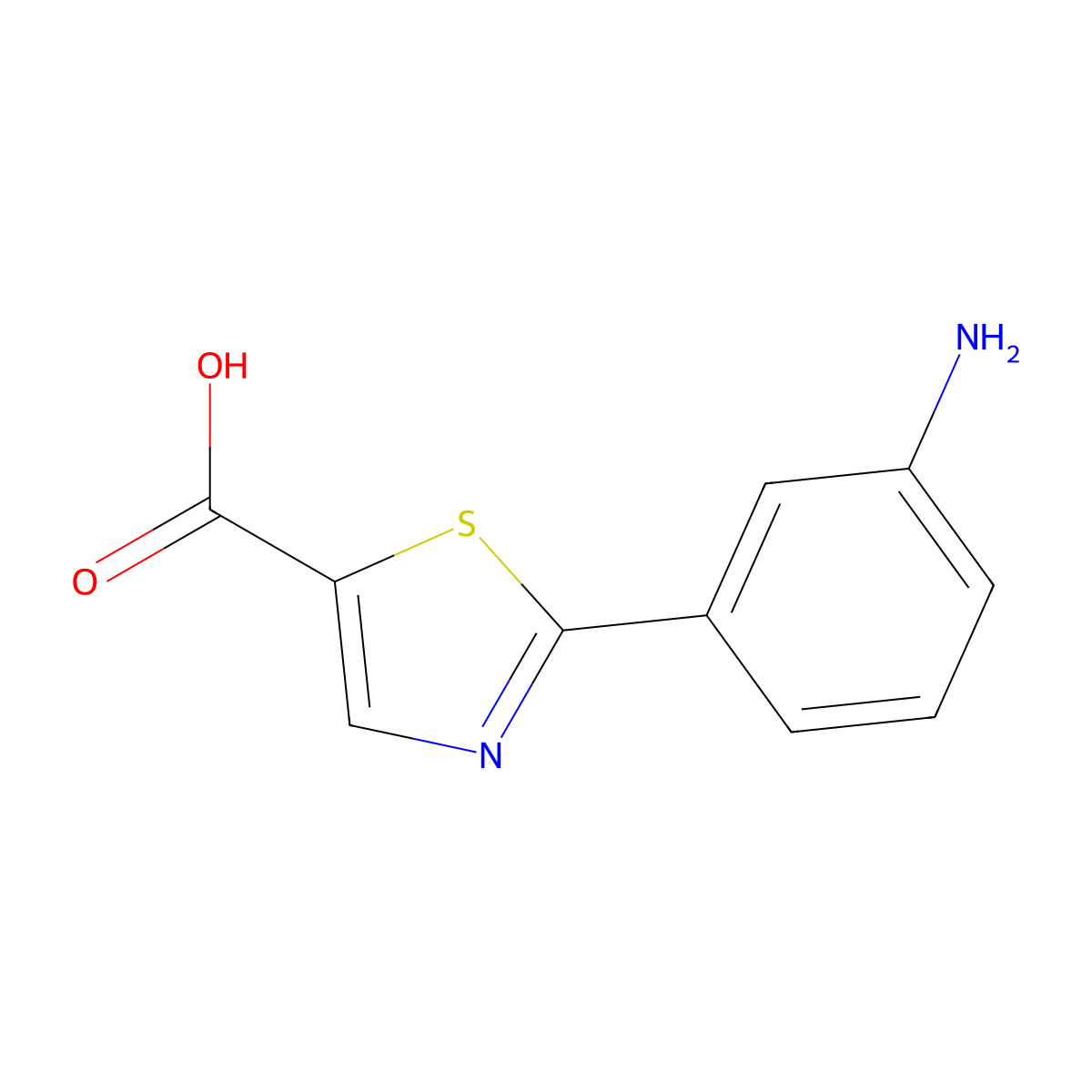 2-(3-Aminophenyl)-1,3-thiazole-5-carboxylic acid molecular structure, CAS 1822752-98-6