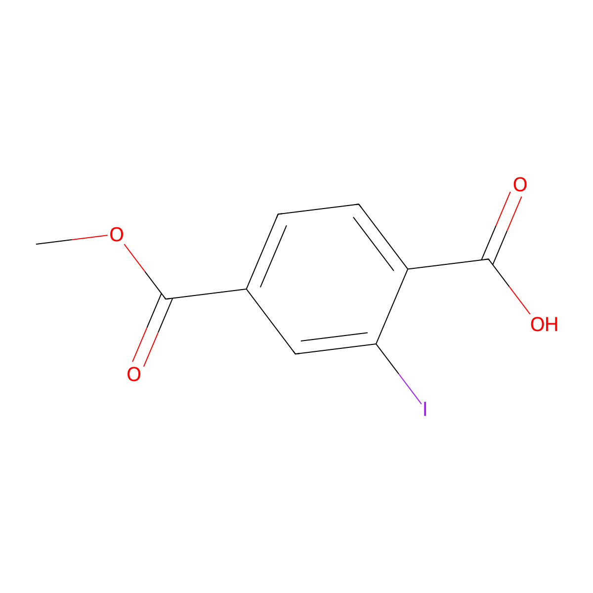 2-Iodo-4-(methoxycarbonyl)benzoic acid molecular structure, CAS 1822764-03-3