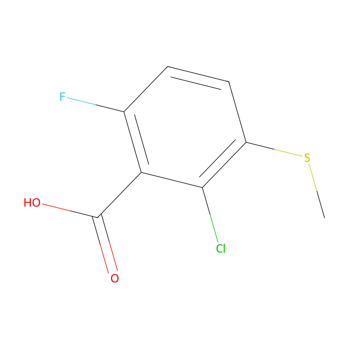 2-Chloro-6-fluoro-3-(methylthio)benzoic acid molecular structure, CAS 1822768-21-7