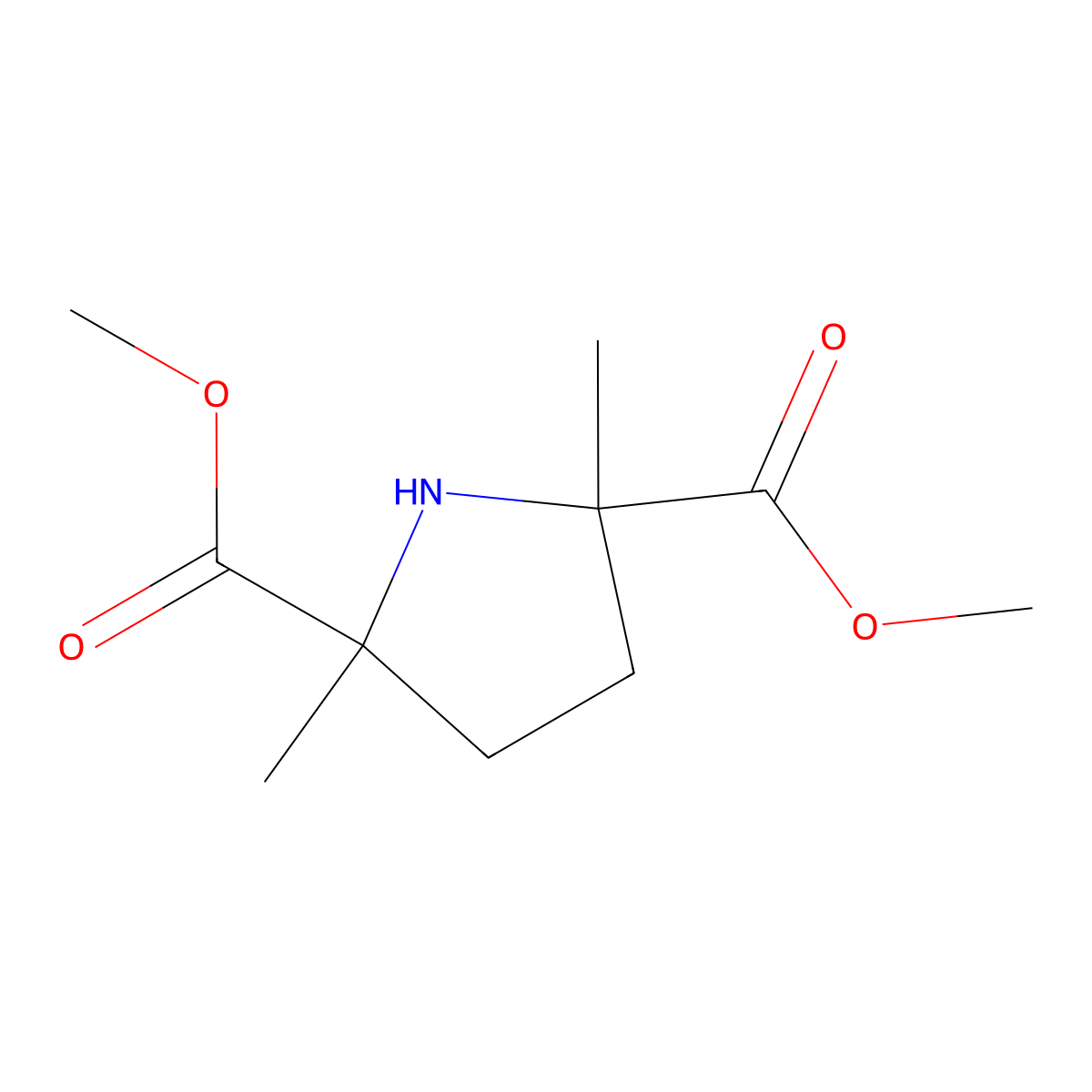 2,5-Dimethyl 2,5-dimethylpyrrolidine-2,5-dicarboxylate molecular structure, CAS 1822772-17-7