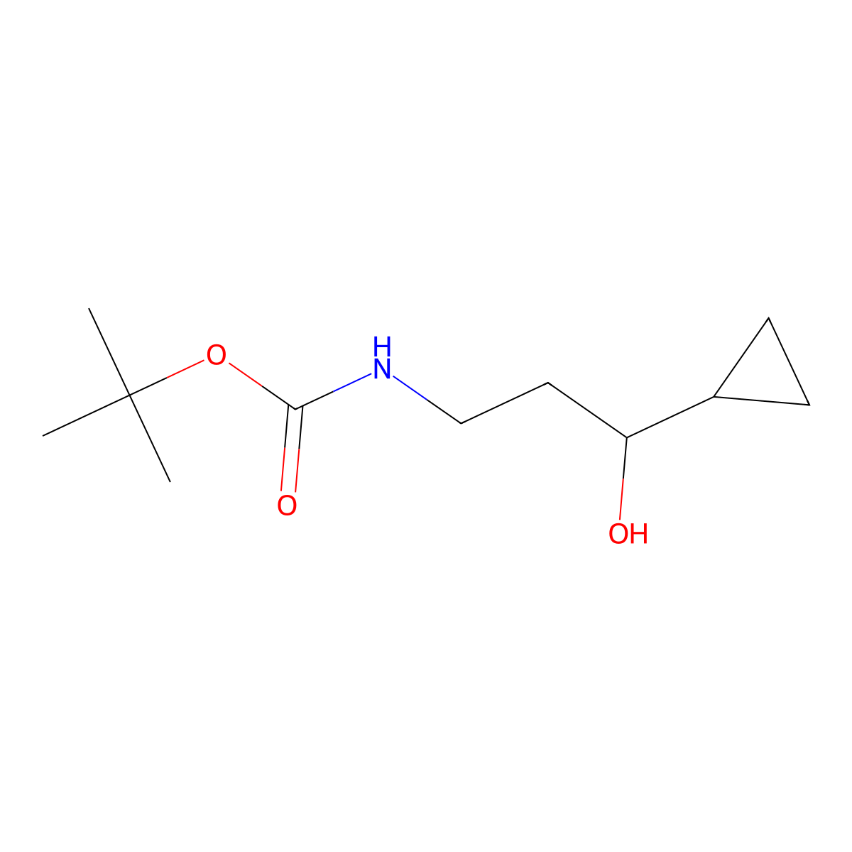 tert-butyl N-(3-cyclopropyl-3-hydroxypropyl)carbamate molecular structure, CAS 1822775-17-6