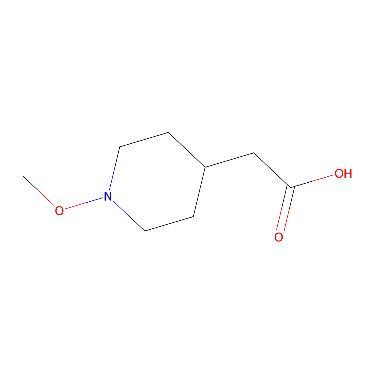 2-(1-Methoxypiperidin-4-yl)acetic acid molecular structure, CAS 1822775-76-7