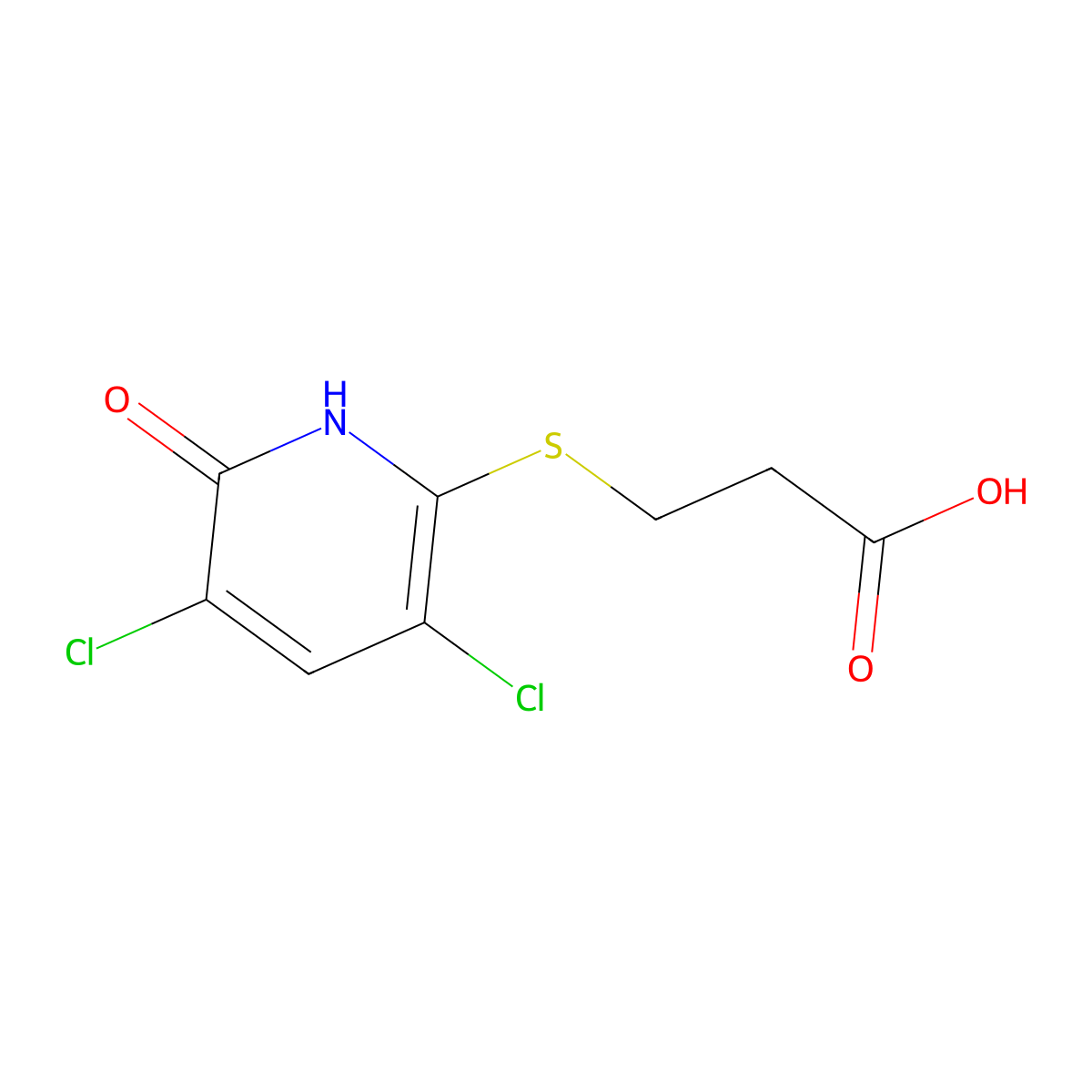 3-((3,5-Dichloro-6-hydroxypyridin-2-yl)thio)propanoic acid molecular structure, CAS 182278-27-9