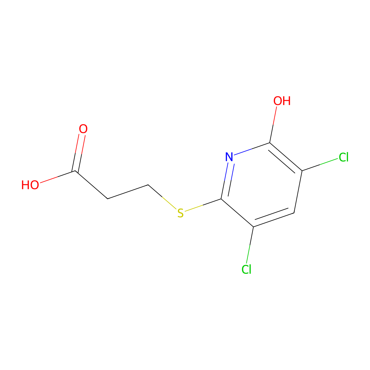 3-((3,5-Dichloro-6-hydroxypyridin-2-yl)thio)propanoic acid molecular structure, CAS 182278-27-9