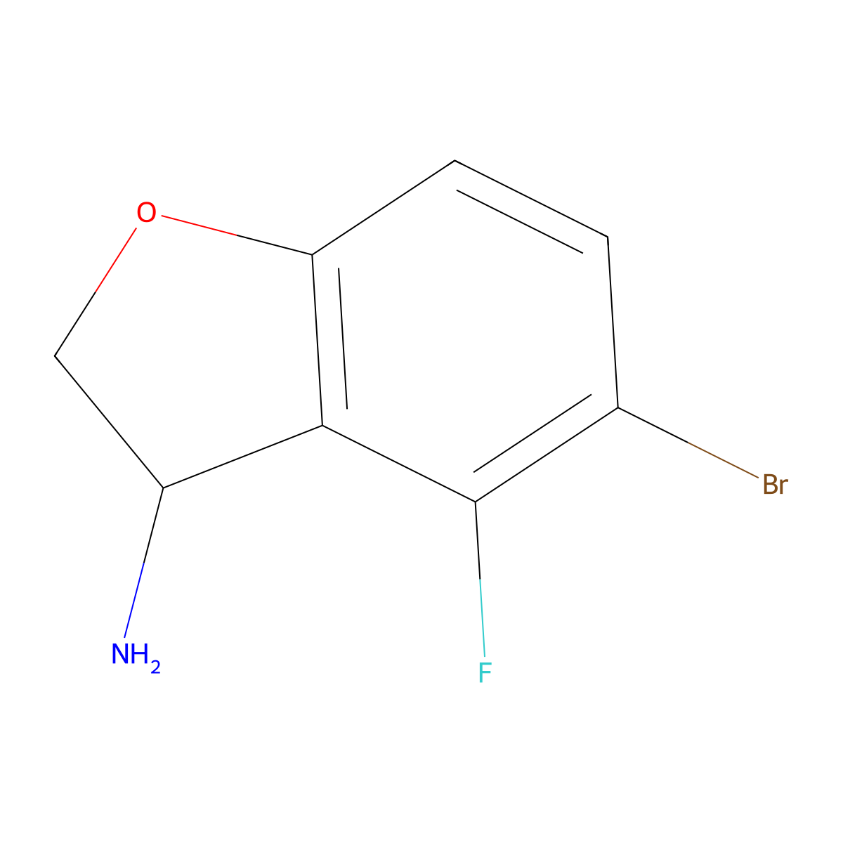 5-Bromo-4-fluoro-2,3-dihydrobenzofuran-3-amine molecular structure, CAS 1822780-77-7