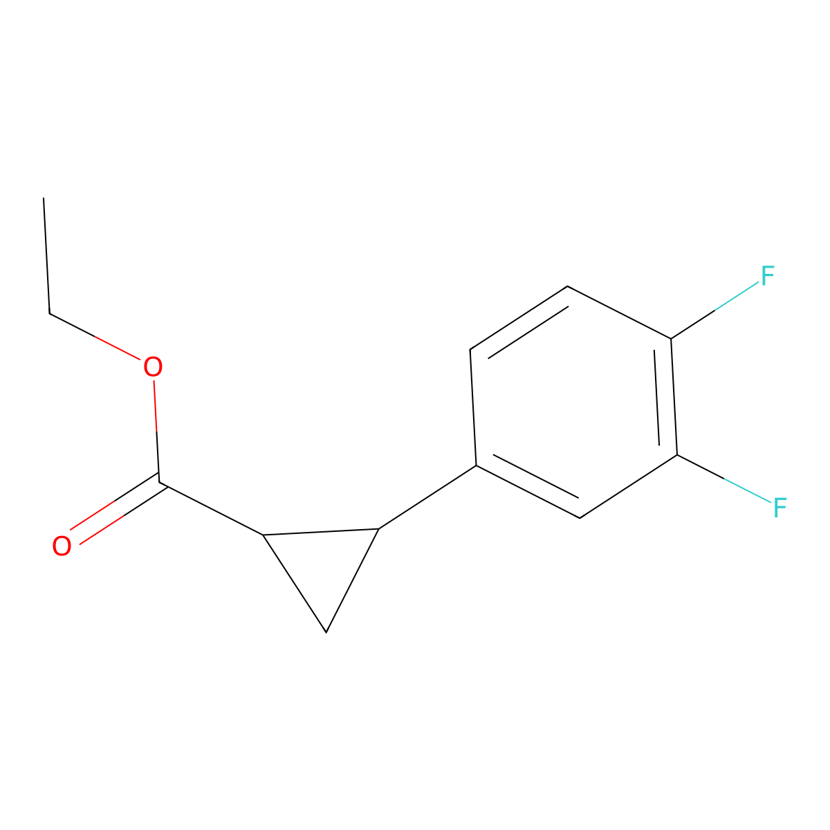 Ethyl 2-(3,4-difluorophenyl)cyclopropane-1-carboxylate molecular structure, CAS 1822784-83-7