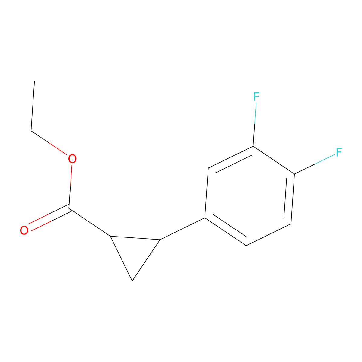 Ethyl 2-(3,4-difluorophenyl)cyclopropane-1-carboxylate molecular structure, CAS 1822784-83-7