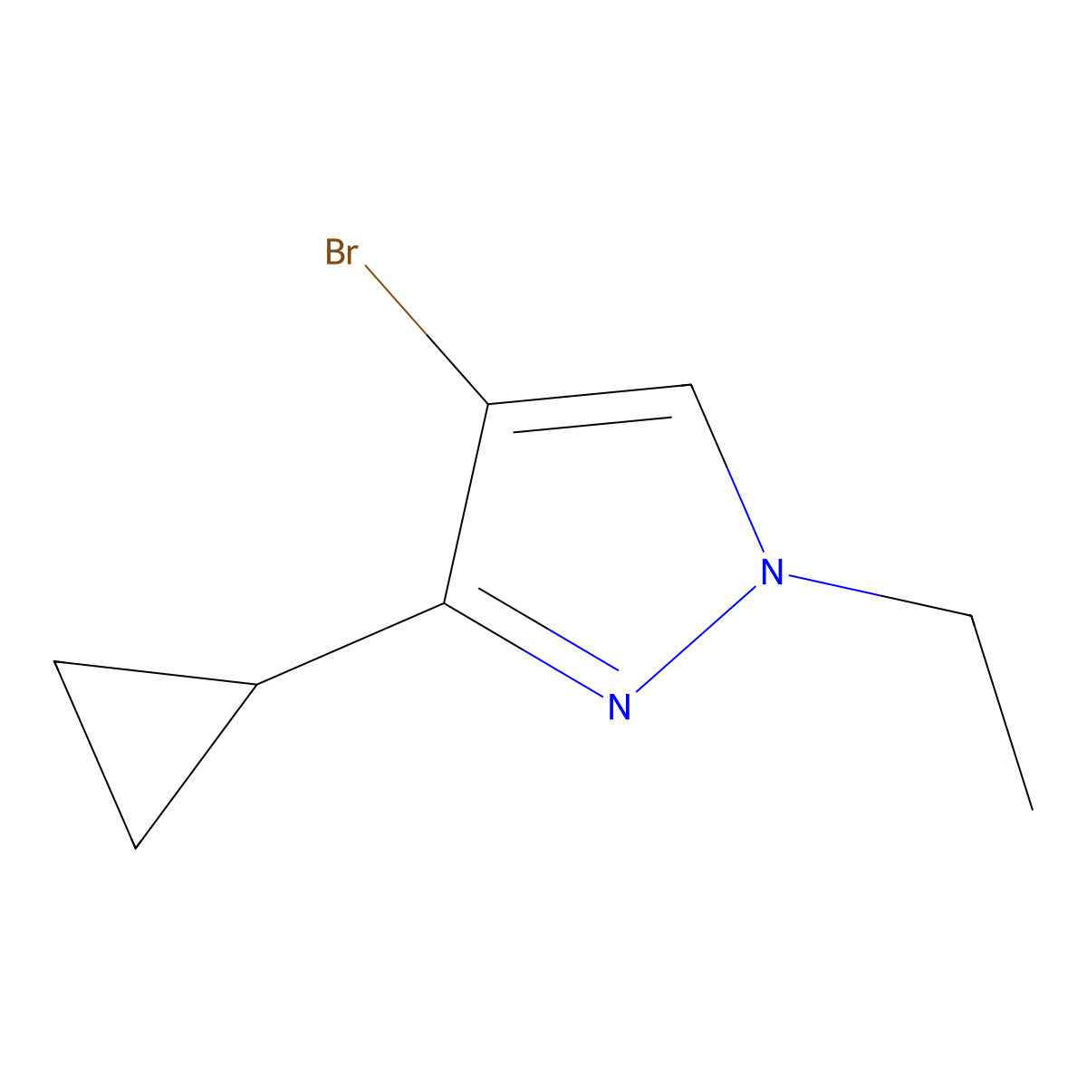 4-Bromo-3-cyclopropyl-1-ethyl-1H-pyrazole molecular structure, CAS 1822786-36-6