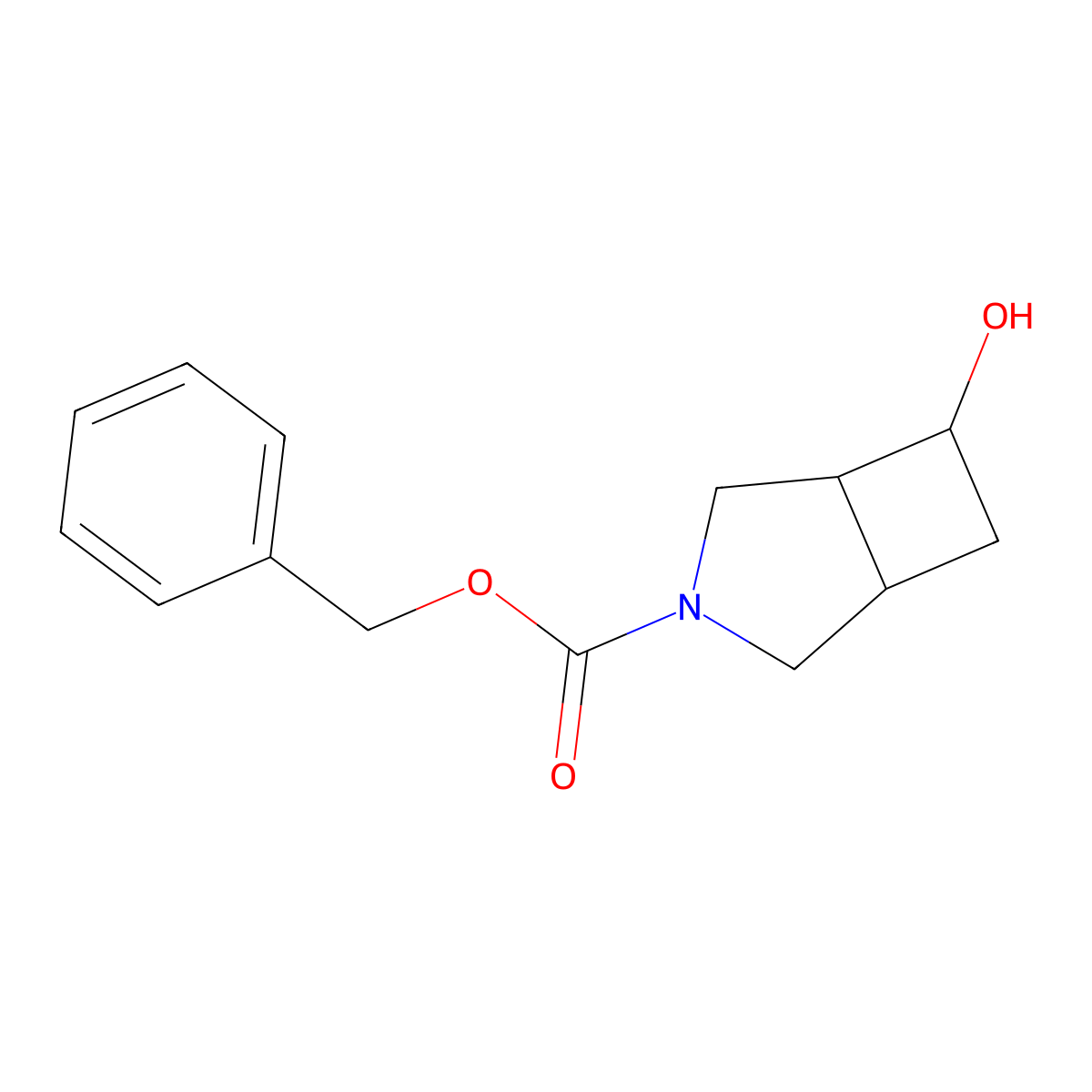 Benzyl 6-hydroxy-3-azabicyclo[3.2.0]heptane-3-carboxylate molecular structure, CAS 1822789-22-9